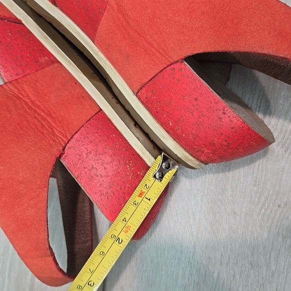 Dansko Women's Ankle Leather Red Sandals Wedge Sz 38/7.5-8 - Picture 10 of 16